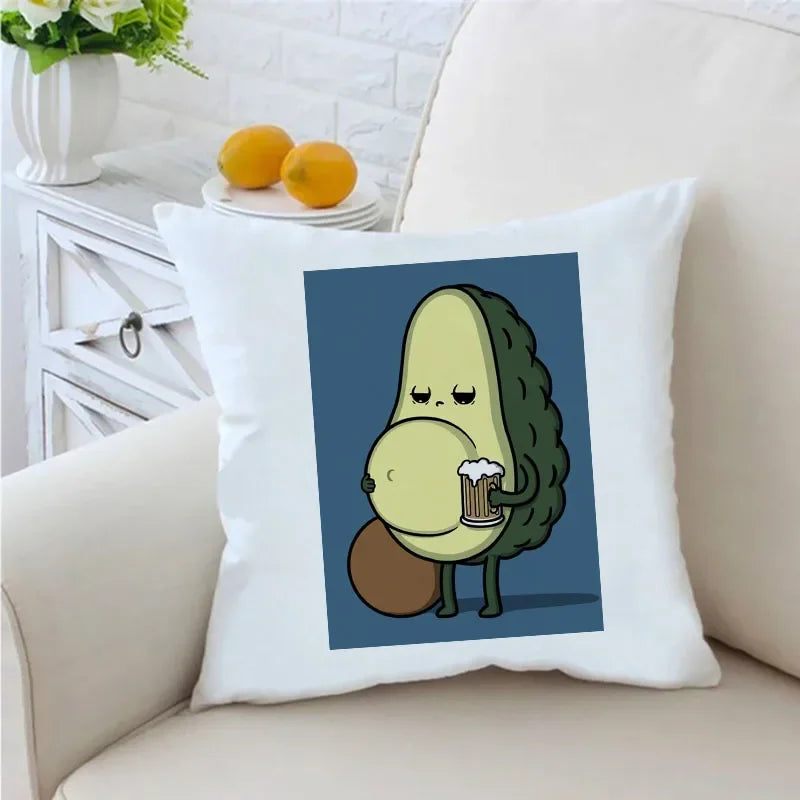 Funda de almohada con estampado divertido de aguacate, cojín decorativo para sofá, funda de almohada para silla de coche