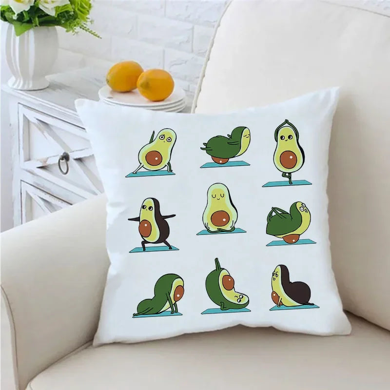 Funda de almohada con estampado divertido de aguacate, cojín decorativo para sofá, funda de almohada para silla de coche
