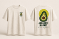 Washed black heavyweight tee, front and back. Ripening scale across the chest, RIPE IS A NARROW WINDOW across the back.